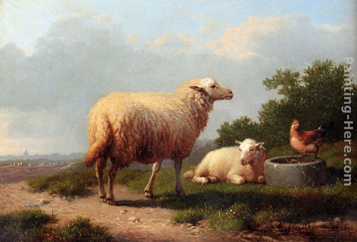 Eugene Verboeckhoven Sheep In A Meadow